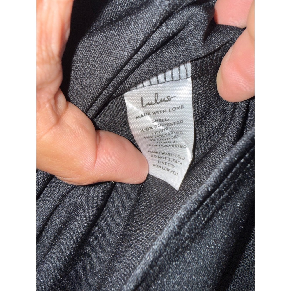 Lulus Mini Dress Womens XL Black Romantic Coquette Swiss Dot Tulle V-Neck - Picture 7 of 7